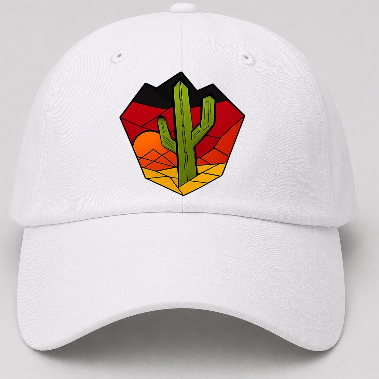 Saguaro Sunset Silhouette Baseball Cap – White