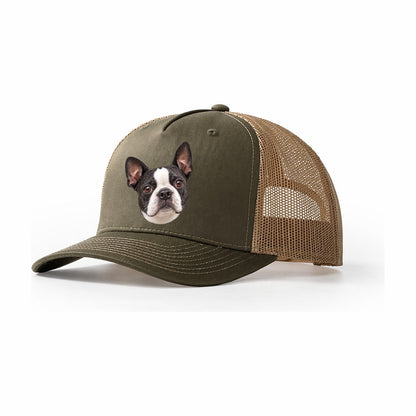 Boston Terrier Curious Lean Everyday Originals Trucker Hat – Olive Khaki