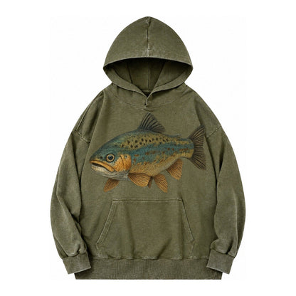 Trout Tales Headwear Vintage Washed Hoodie – Army Green