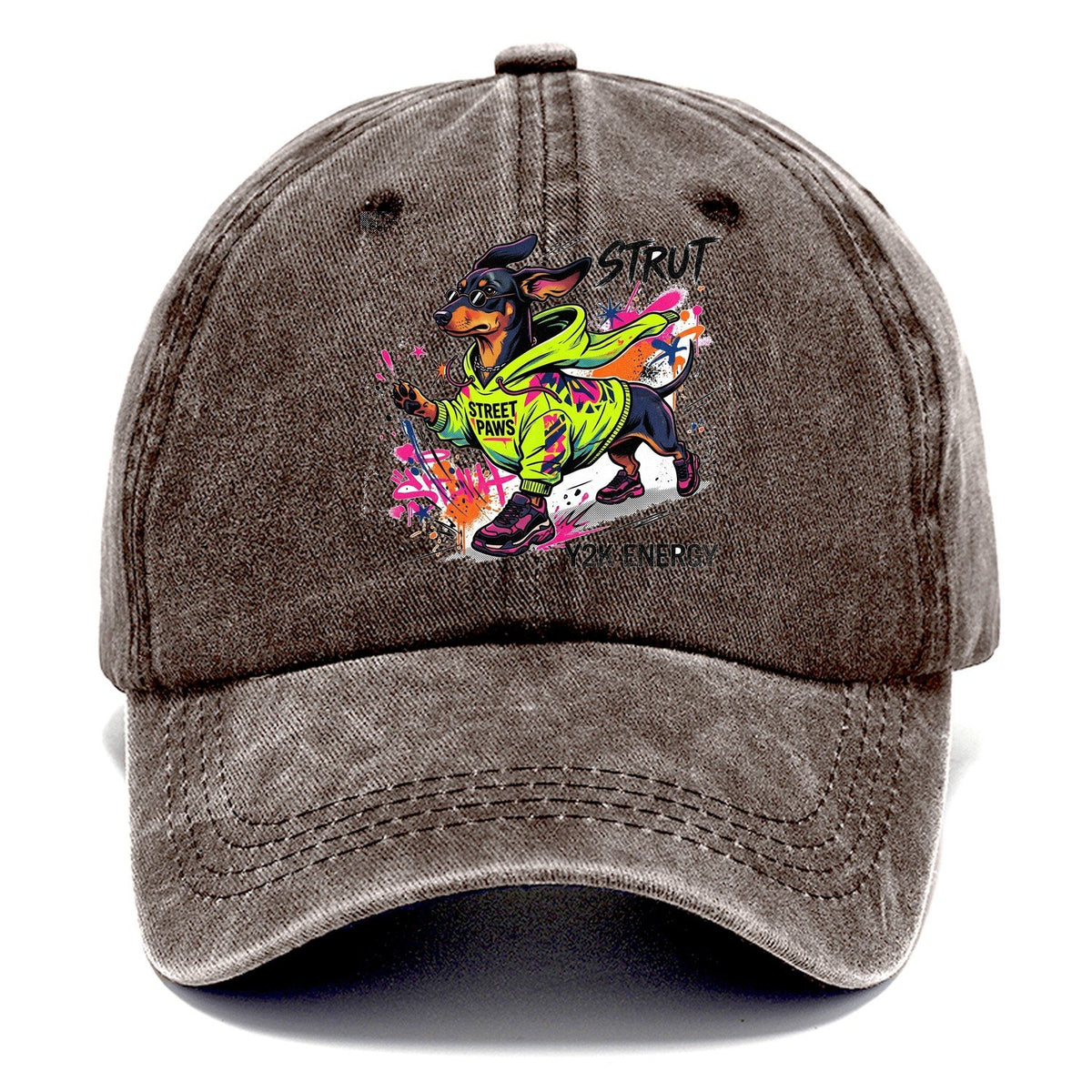 Strut Street Paws Y2K Energy Classic Cap – Brown