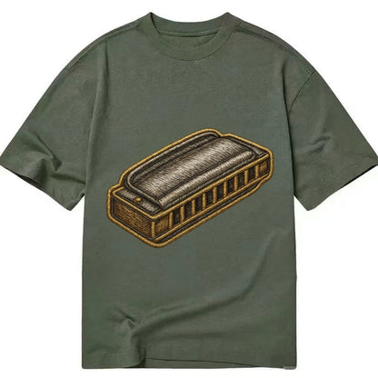 Harmonica Blues Harp With Chrome Covers Classic T-shirt – Army Green