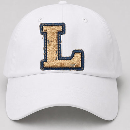 Varsity Chenille L Monogram Baseball Cap – White