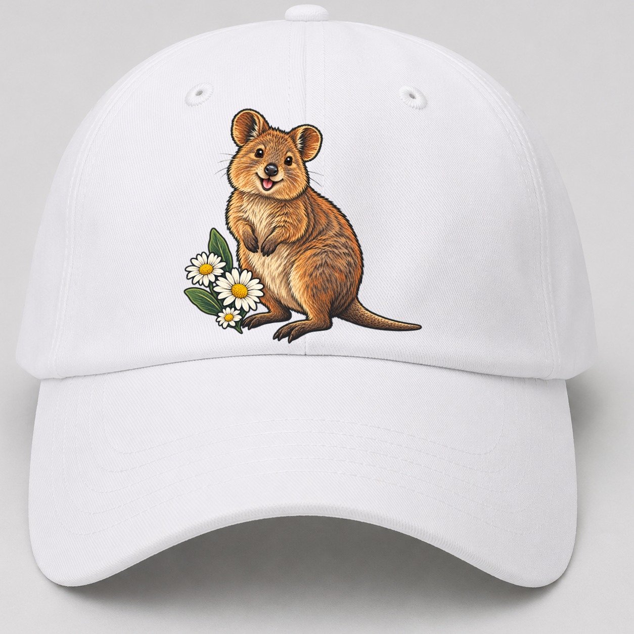 Quokka And Coastal Daisy Australia Cultural Icons Baseball Cap – White