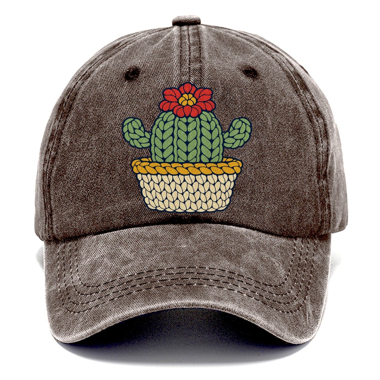 Crocheted Cactus Yarn Crafts Classic Cap – Brown
