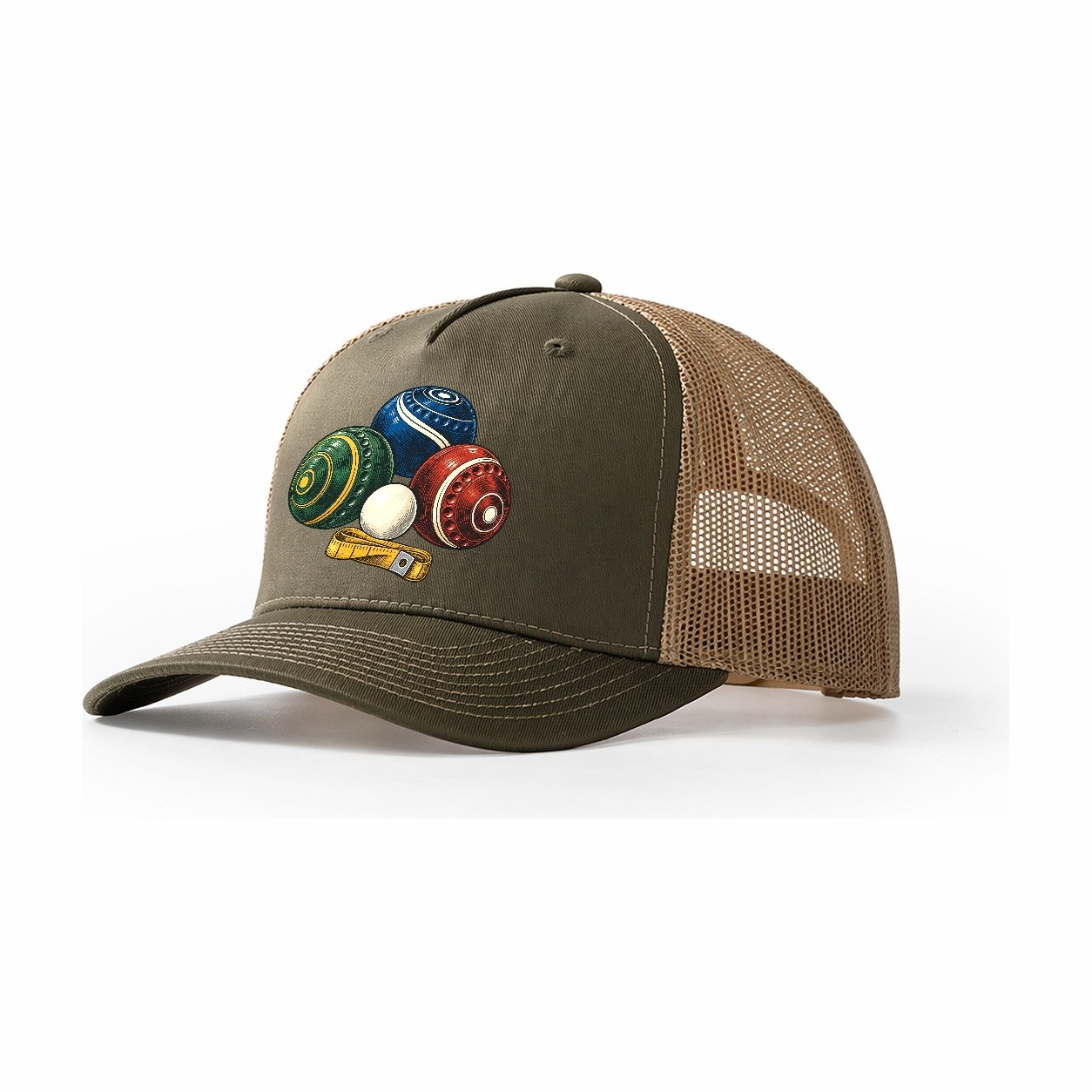 Lawn Bowls And White Jack Australia Cultural Icons Trucker Hat – Olive Khaki