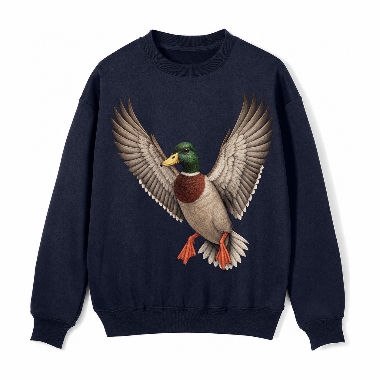 Mallard In Flight Fleece Sweatshirt – Navy Blue