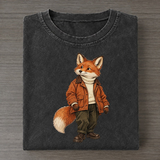 Red Fox Wardrobe Portrait Wild Wardrobe Portraits Vintage T-shirt – Black