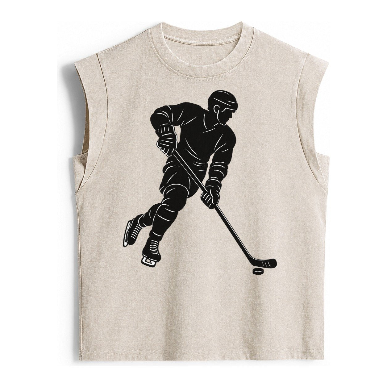Ice Hockey Player Vintage Washed Tank – Beige