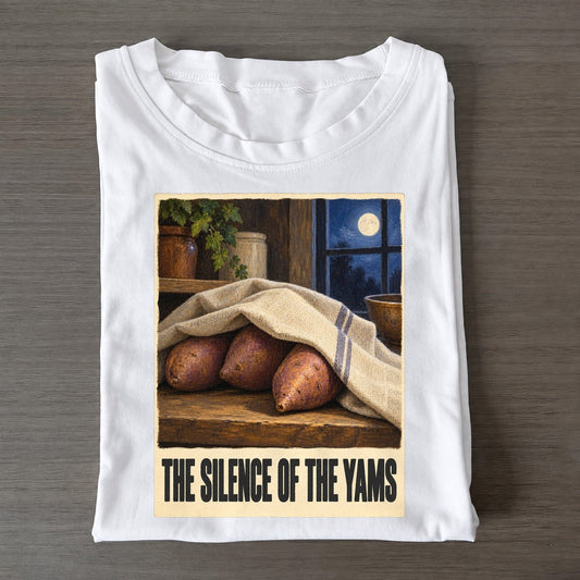 The Silence Of The Yams Painted Pop Culture Pun Classic T-shirt – White