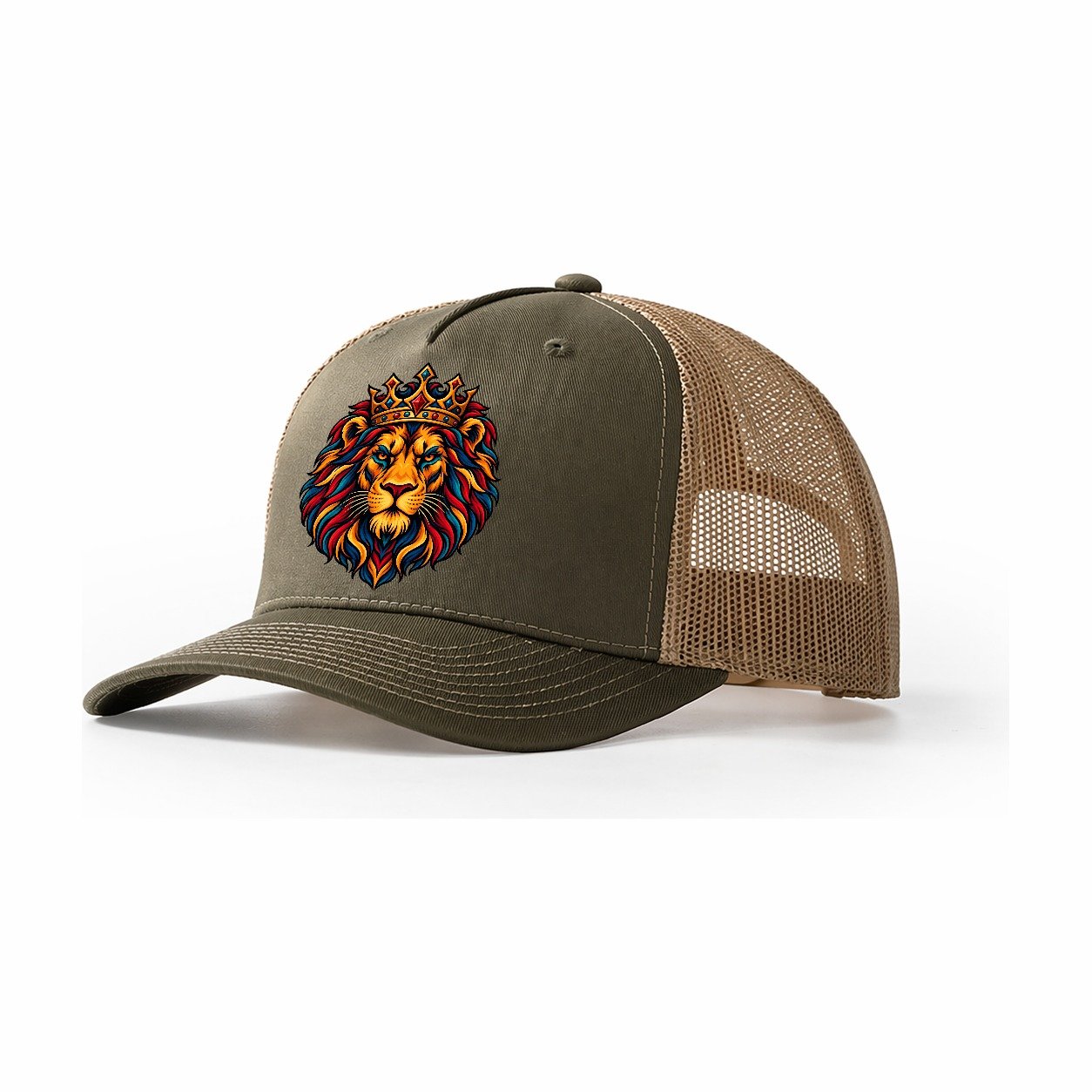 Lion Of Judah Tribal Bold Judaism Heritage Trucker Hat – Olive Khaki