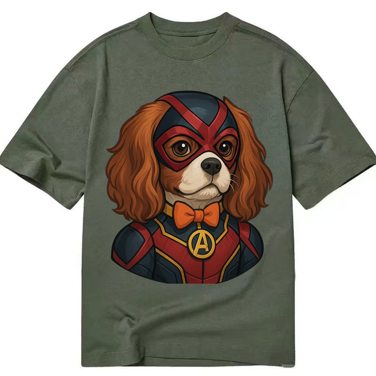 Cavalier King Charles Friendly Hero Sitting Sweet On Four Pa Classic T-shirt – Army Green