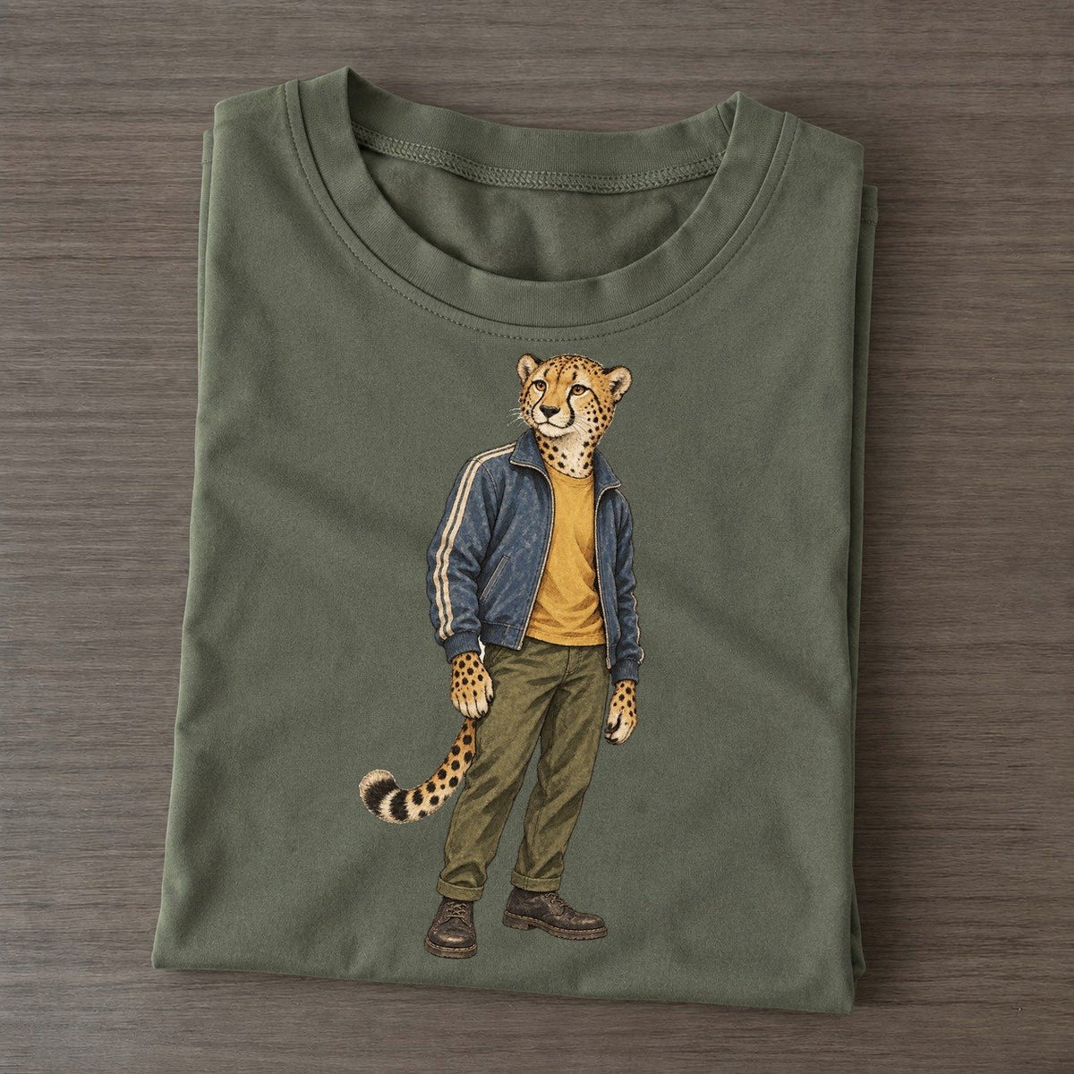 Cheetah Wardrobe Portrait Wild Wardrobe Portraits Classic T-shirt – Army Green