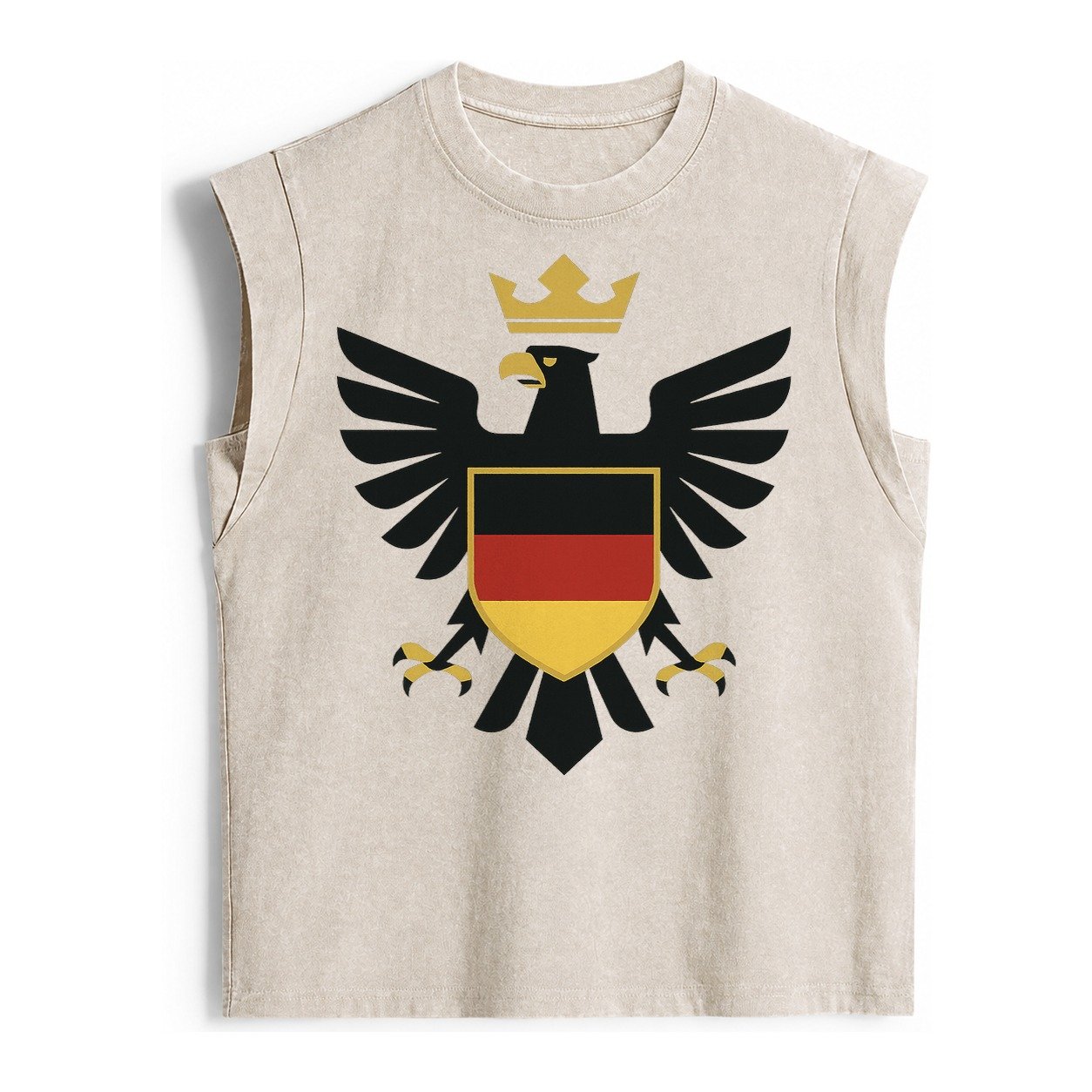 Germany Eagle Emblem Vintage Washed Tank – Beige