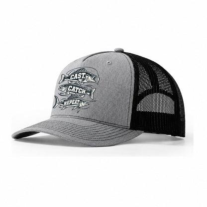 Cast Catch Repeat Fishing Elegant Trucker Hat – Sport Grey Black