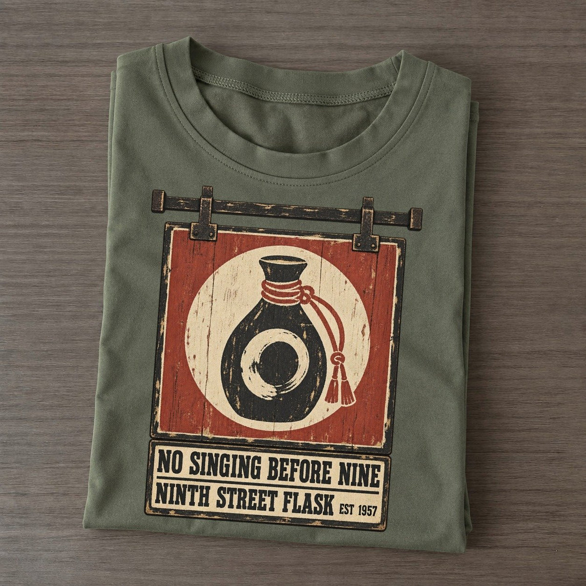 Ninth Street Flask Izakaya Rules Classic T-shirt – Army Green