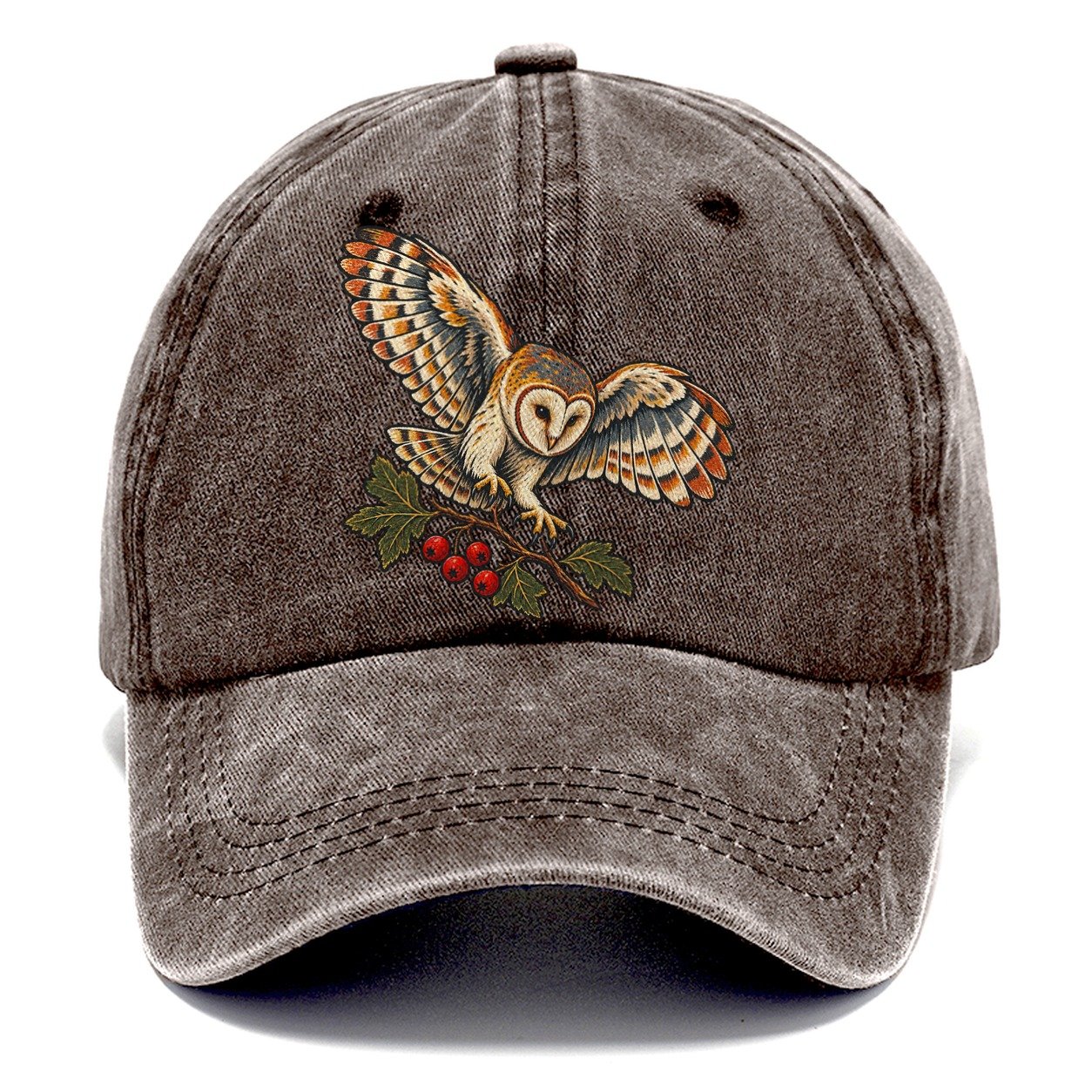 Barn Owl And Hawthorn Berries Uk Culture Heritage Classic Cap – Brown