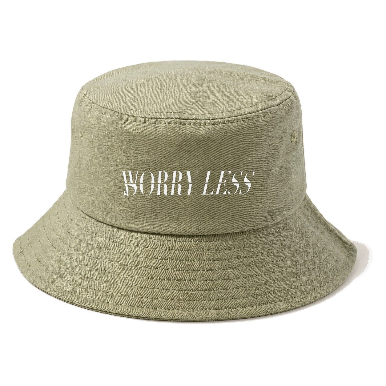 Worry Less Sorry Less Split Feelings Bucket Hat – Army Green