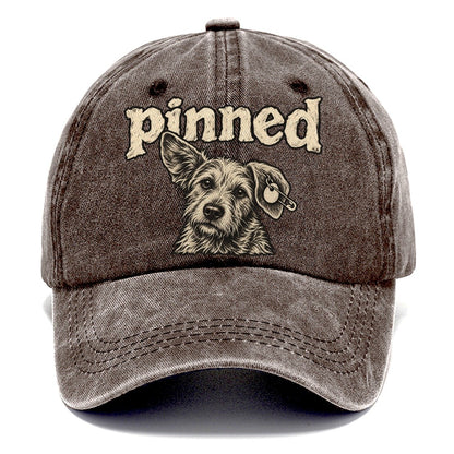 A Scruffy Dog Head With A Safety Pin Through The Ear Tag Bark For Me Classic Cap – Brown