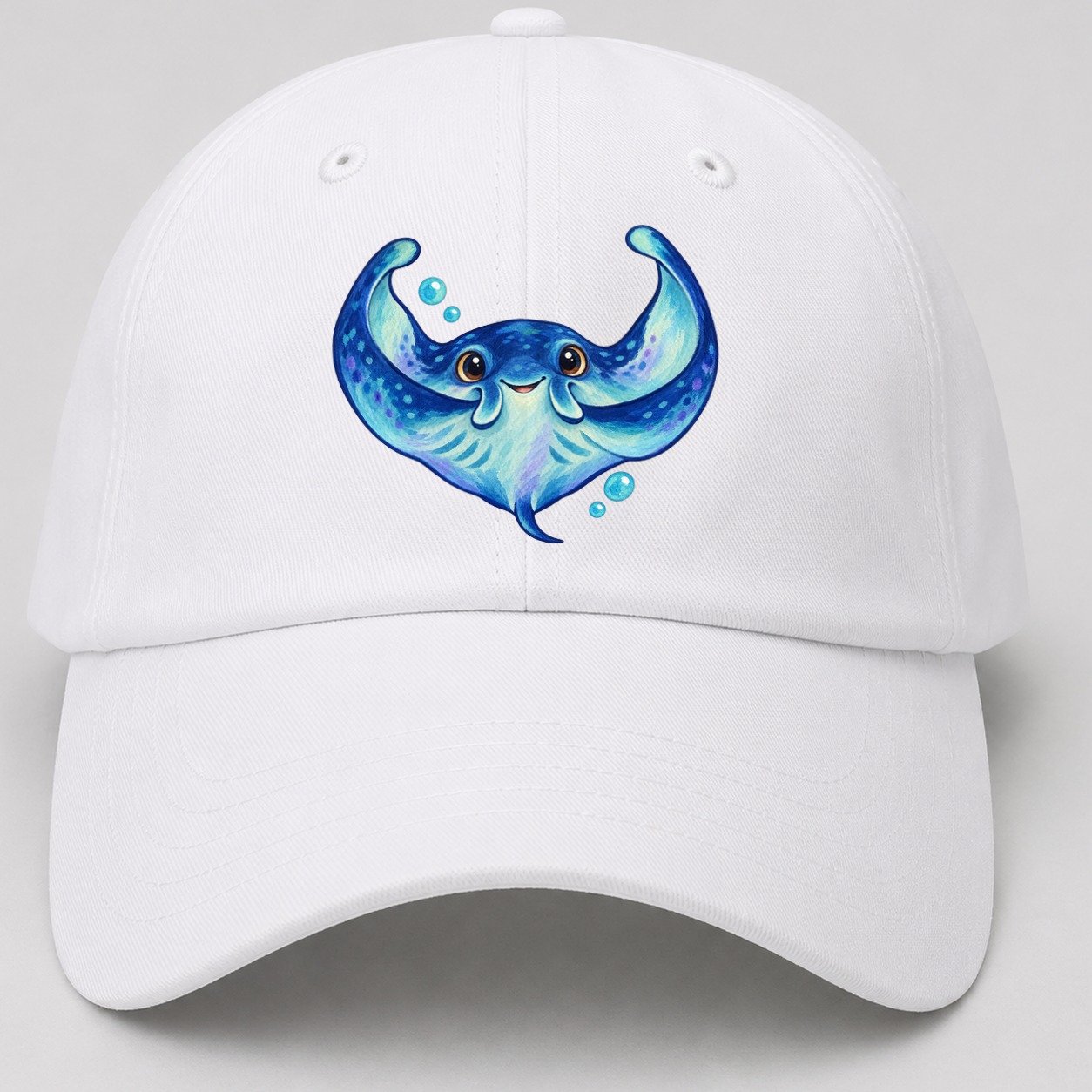 Manta Ray Wing Hug Sea Sprite Baseball Cap – White
