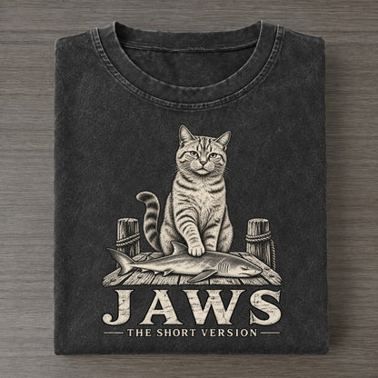 Jaws Short Version Cats Vintage T-shirt – Black