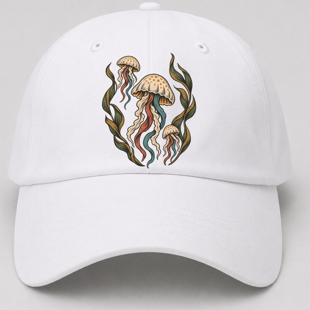 Jellyfish Kelp Lanterns Gentle Wild Baseball Cap – White