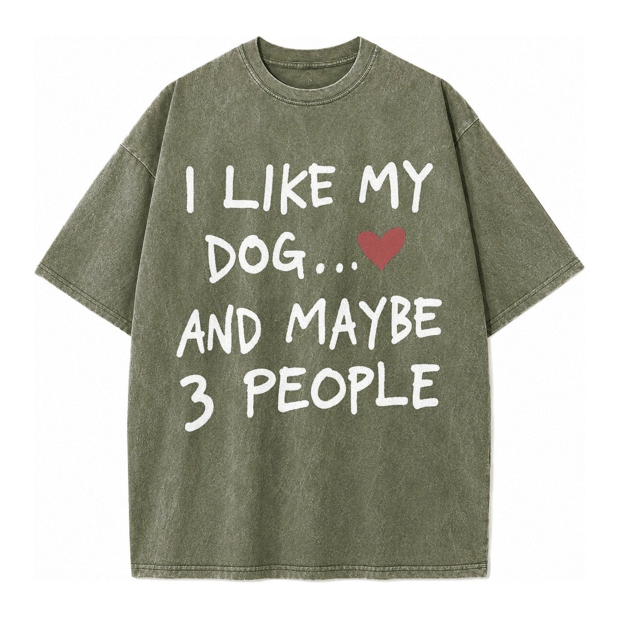 Dog Maybe 3 People Vintage T-shirt – Army Green