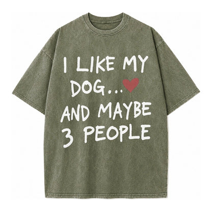 Dog Maybe 3 People Vintage T-shirt – Army Green