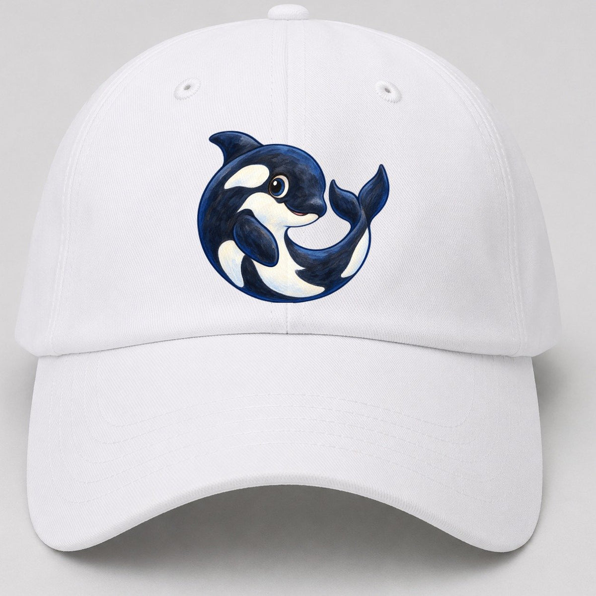 Orca Moon Curl Sea Sprite Baseball Cap – White