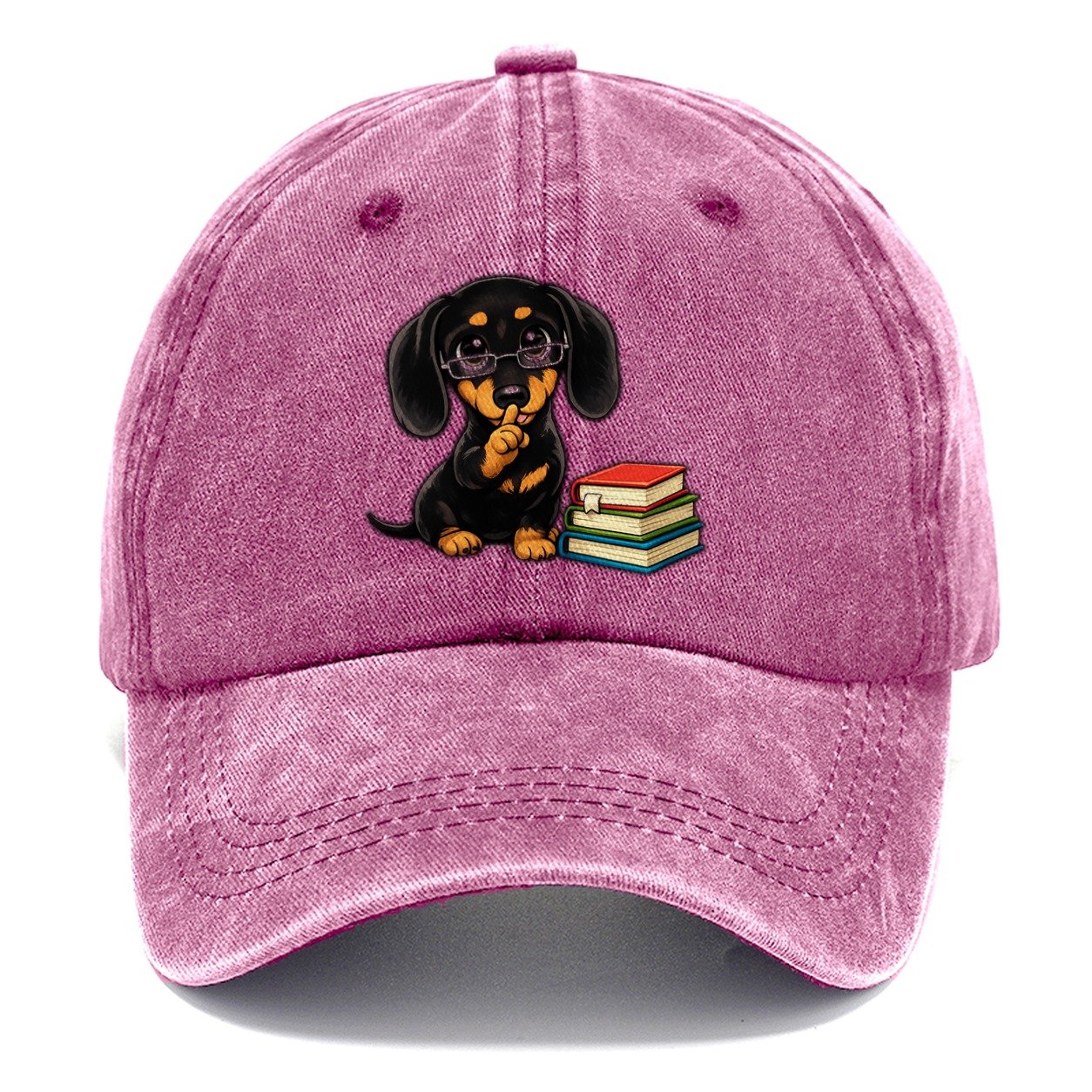 Dachshund Librarian Shushing World Classic Cap – Dusty Rose