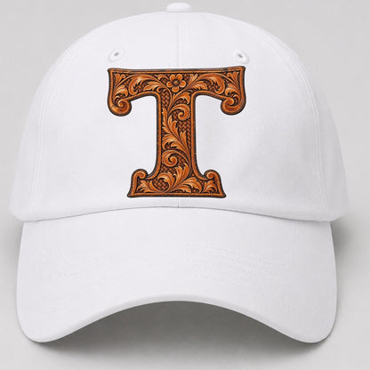Tooled Leather T Monogram Baseball Cap – White