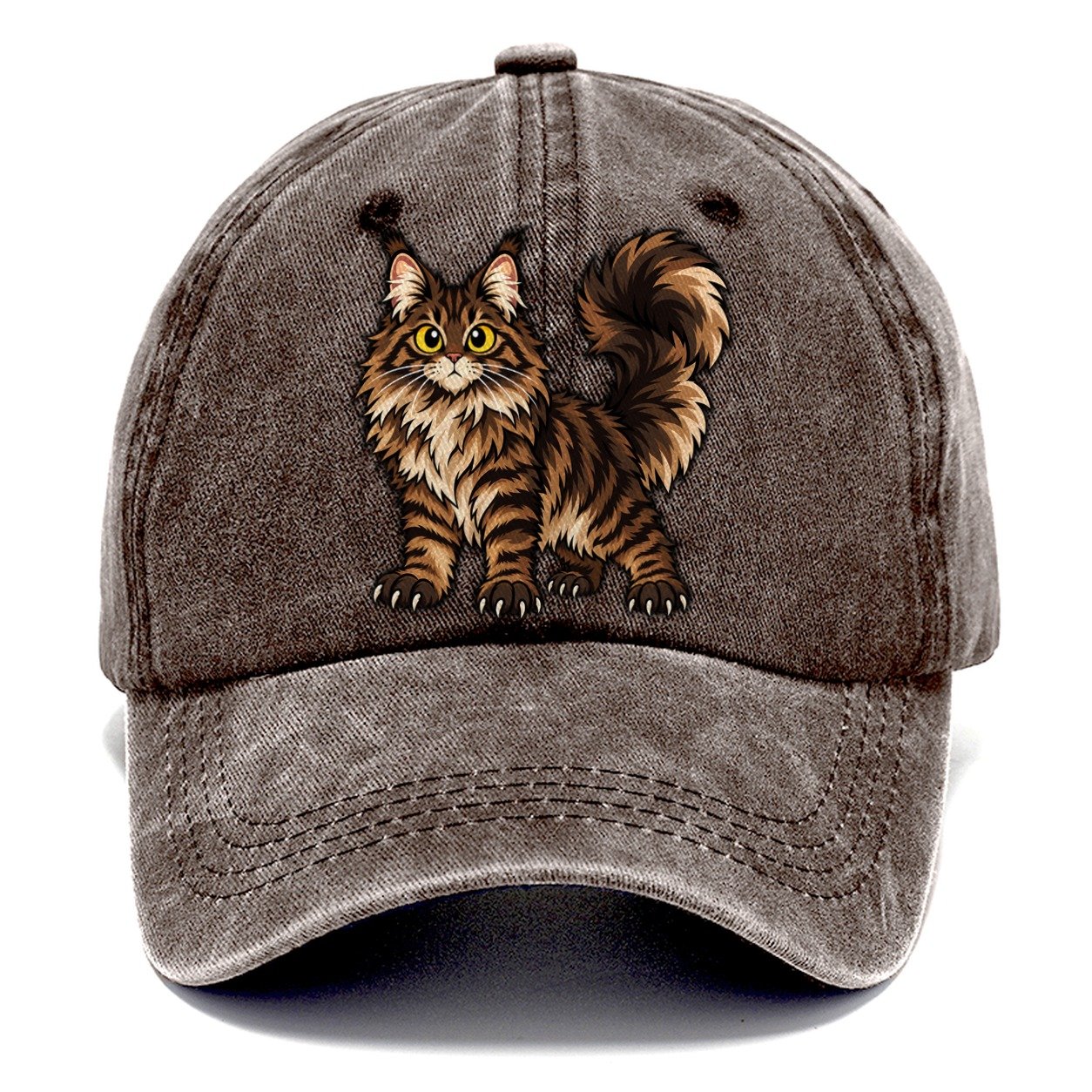Maine Coon Standing Proud Peeking Cats Classic Cap – Brown