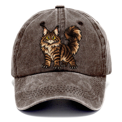 Maine Coon Standing Proud Peeking Cats Classic Cap – Brown