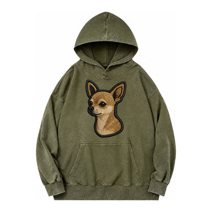 Chihuahua Logo Vintage Washed Hoodie – Army Green
