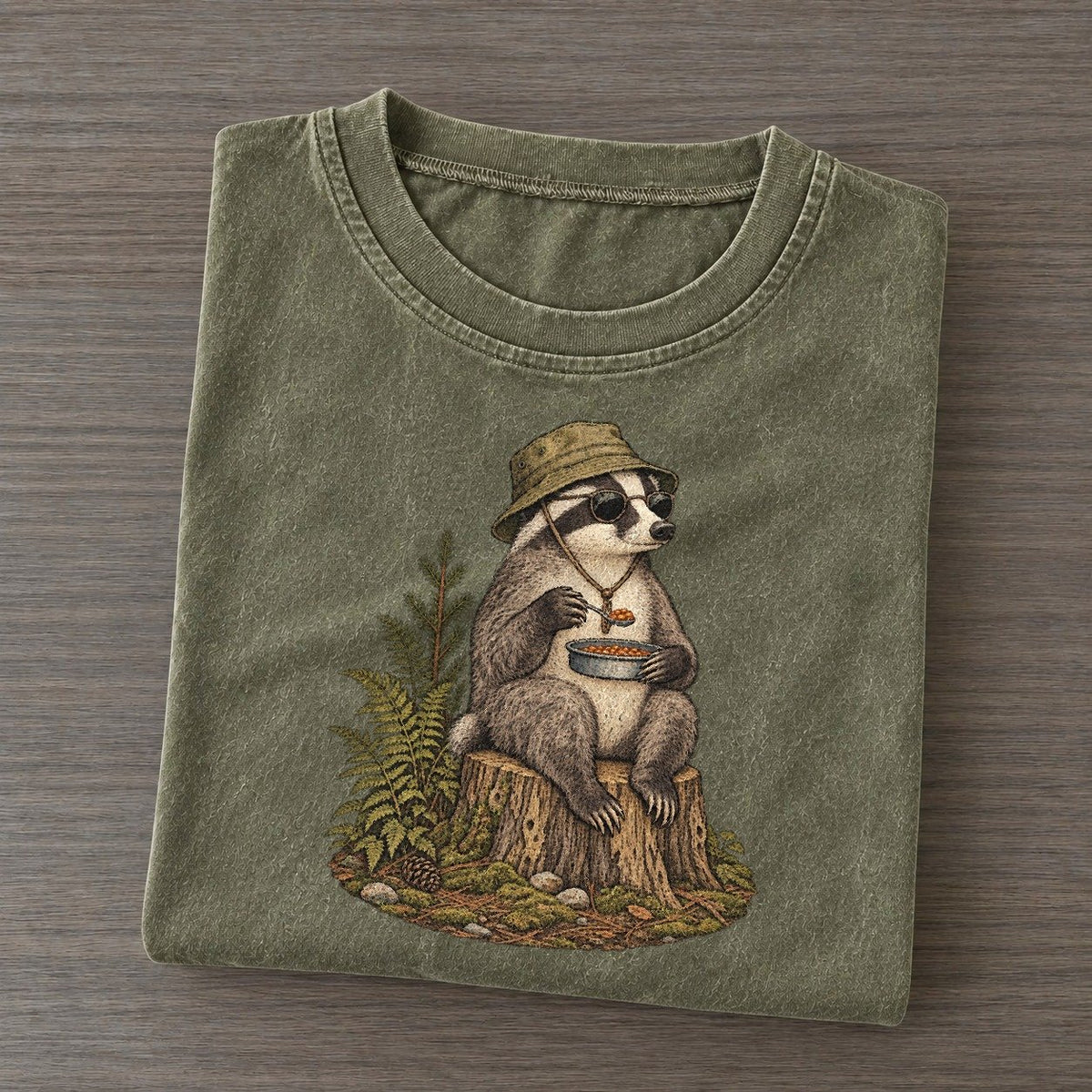 Badger Camp Chef Slow Camp Club Vintage T-shirt – Army Green