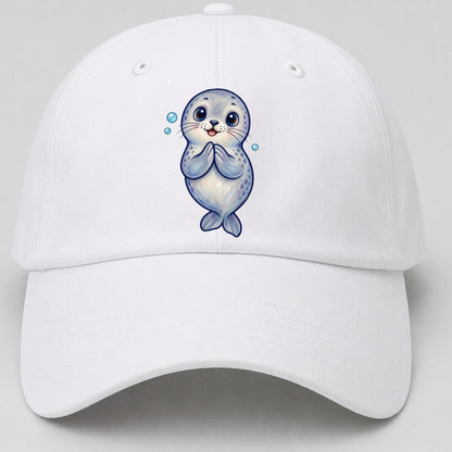 Seal Front Clap Sea Sprite Baseball Cap – White
