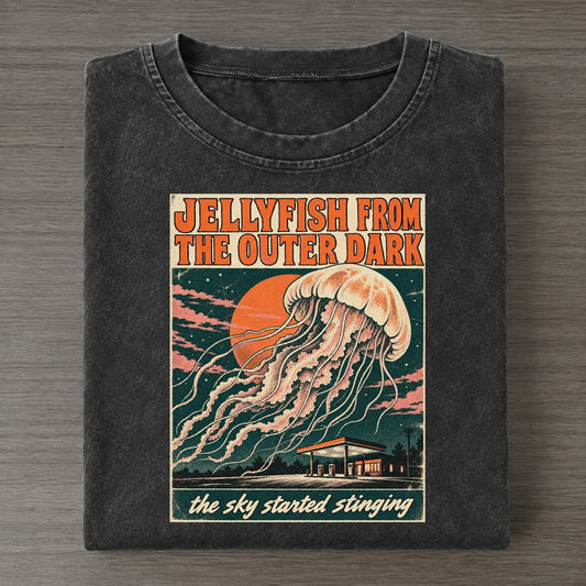 Jellyfish From The Outer Dark Drive In Monsters Vintage T-shirt – Black