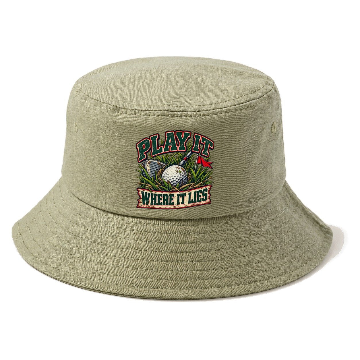 Play It Where It Lies Golf Life Bucket Hat – Army Green