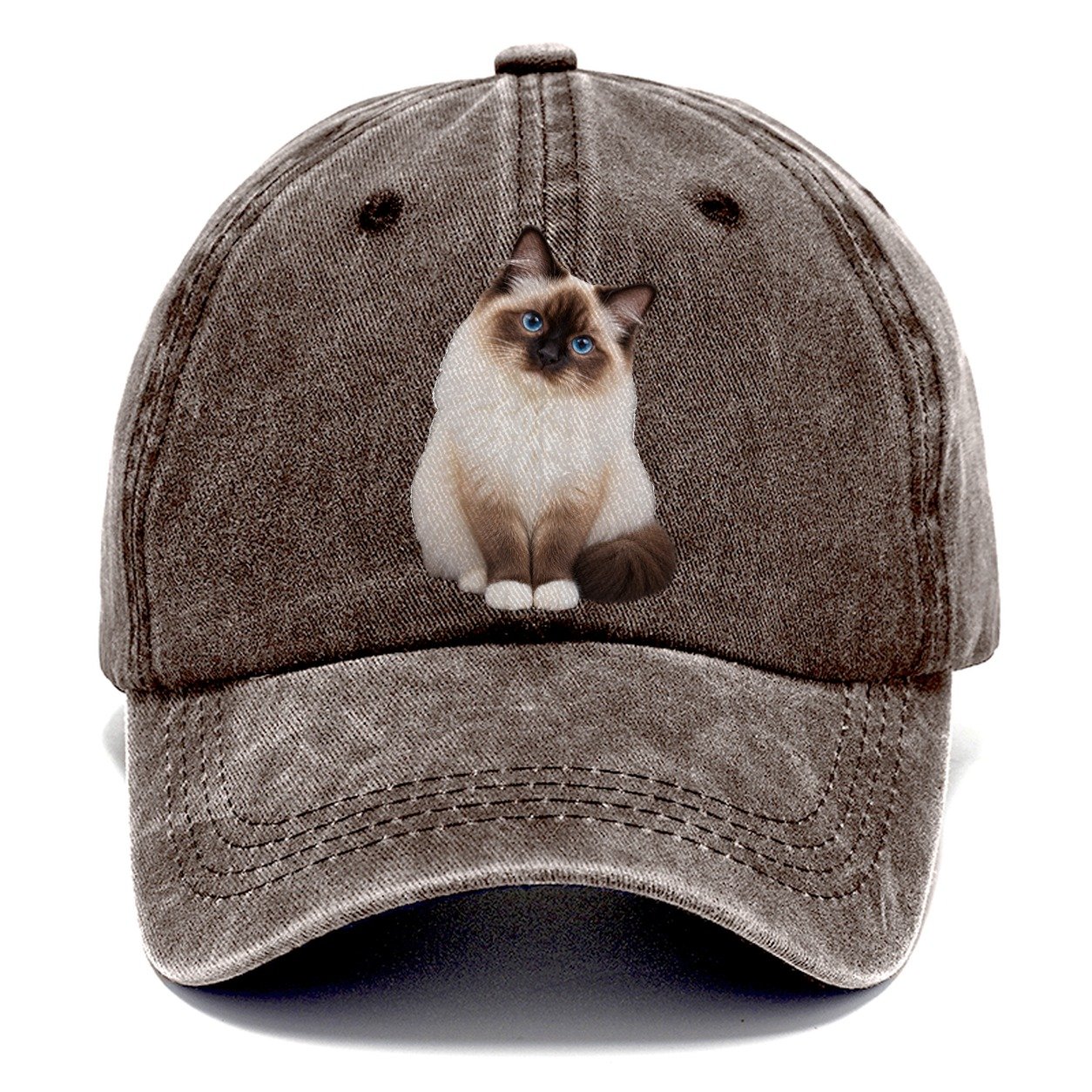 Birman Seated Portrait Realistic Cat Portrait Classic Cap – Brown