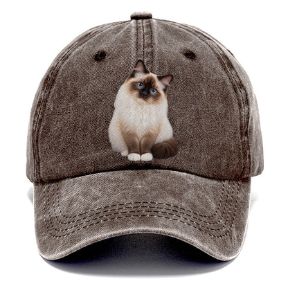 Birman Seated Portrait Realistic Cat Portrait Classic Cap – Brown
