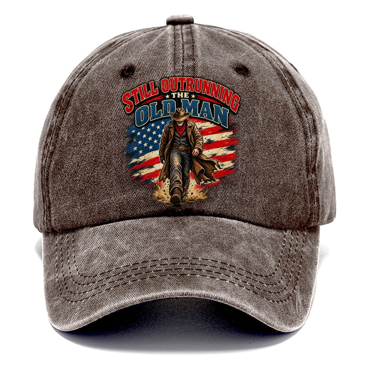 Still Outrunning The Old Man Old Man Strong Classic Cap – Brown
