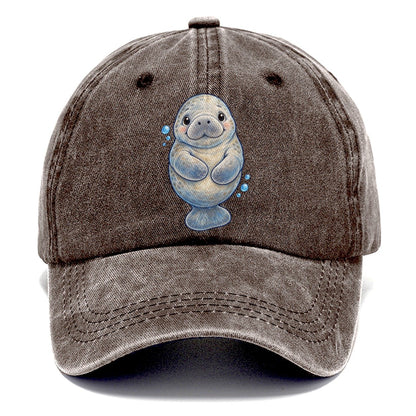 Manatee Front Flipper Hug Sea Sprite Classic Cap – Brown