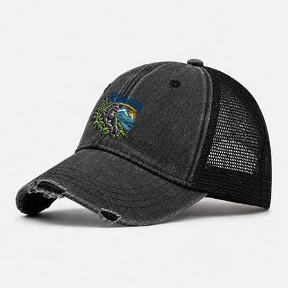 Rwanda Expressive Ink Badge Logo Washed Trucker Hat – Black