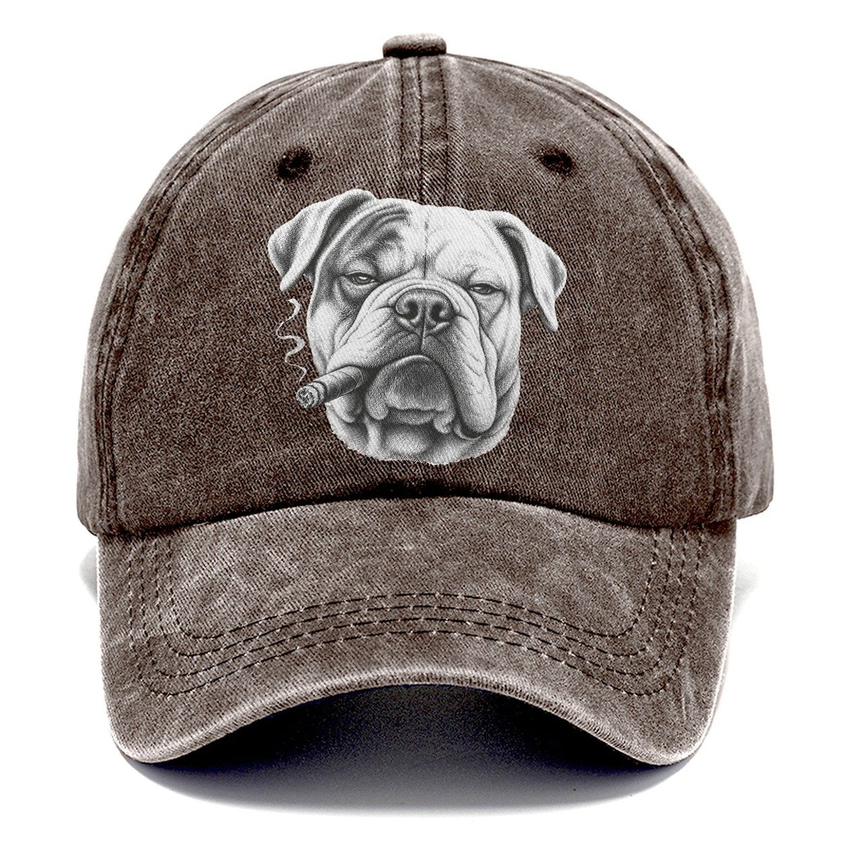 American Bulldog A Lit Cigar Smoking Dogs Smoking Dogs Portraits Classic Cap – Brown