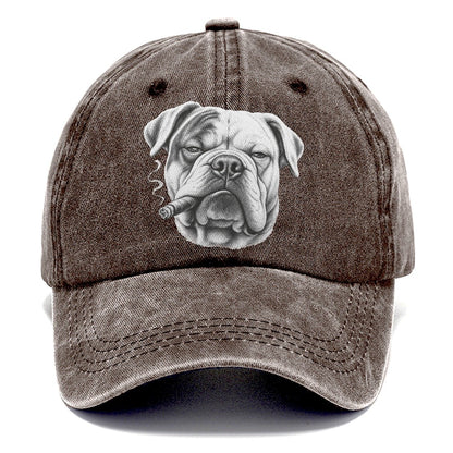 American Bulldog A Lit Cigar Smoking Dogs Smoking Dogs Portraits Classic Cap – Brown
