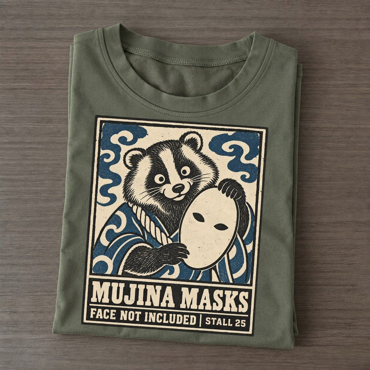 Mujina Masks Yokai Night Market Classic T-shirt – Army Green