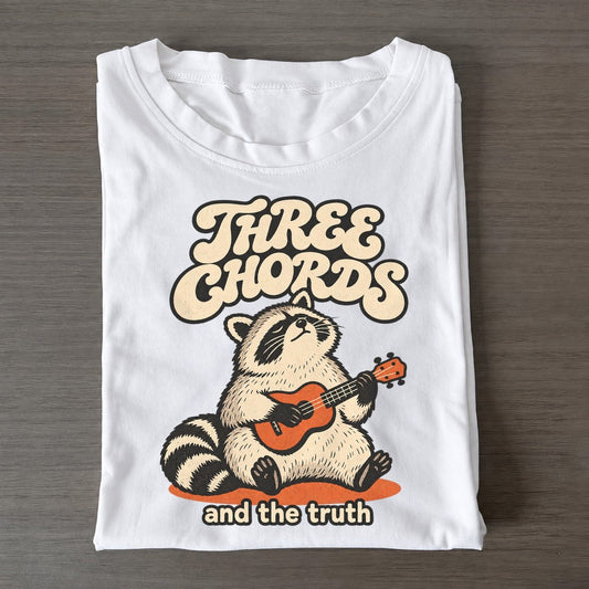 Three Chords Raccoons Off Duty Classic T-shirt – White