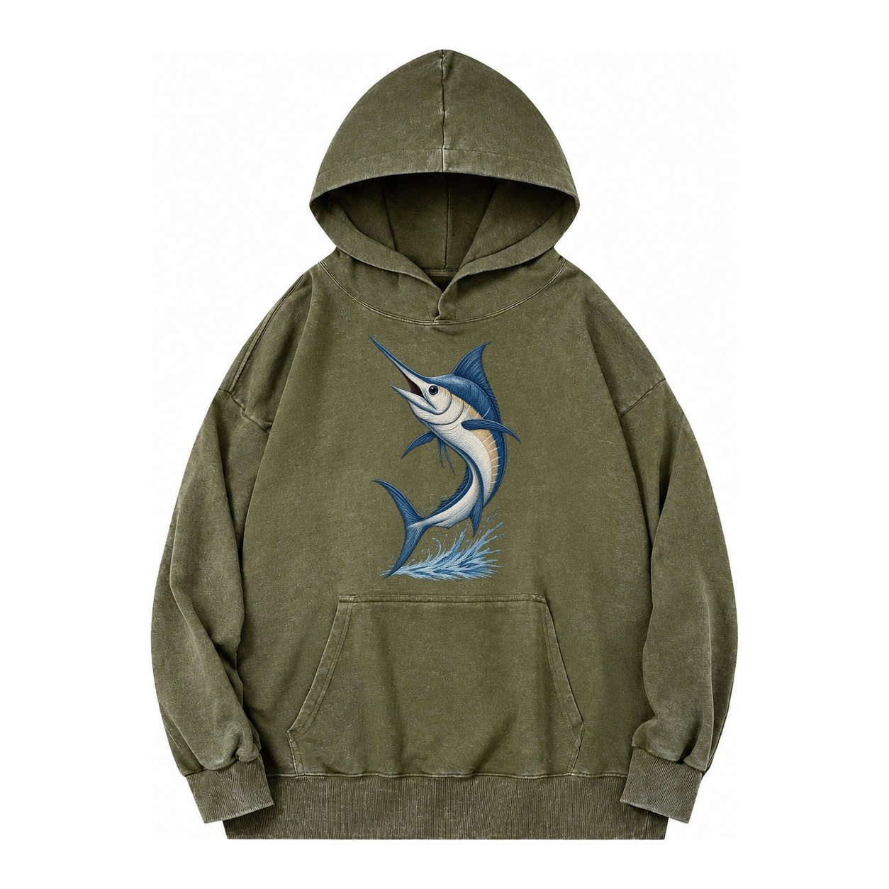 Marlins Majesty Vintage Washed Hoodie – Army Green