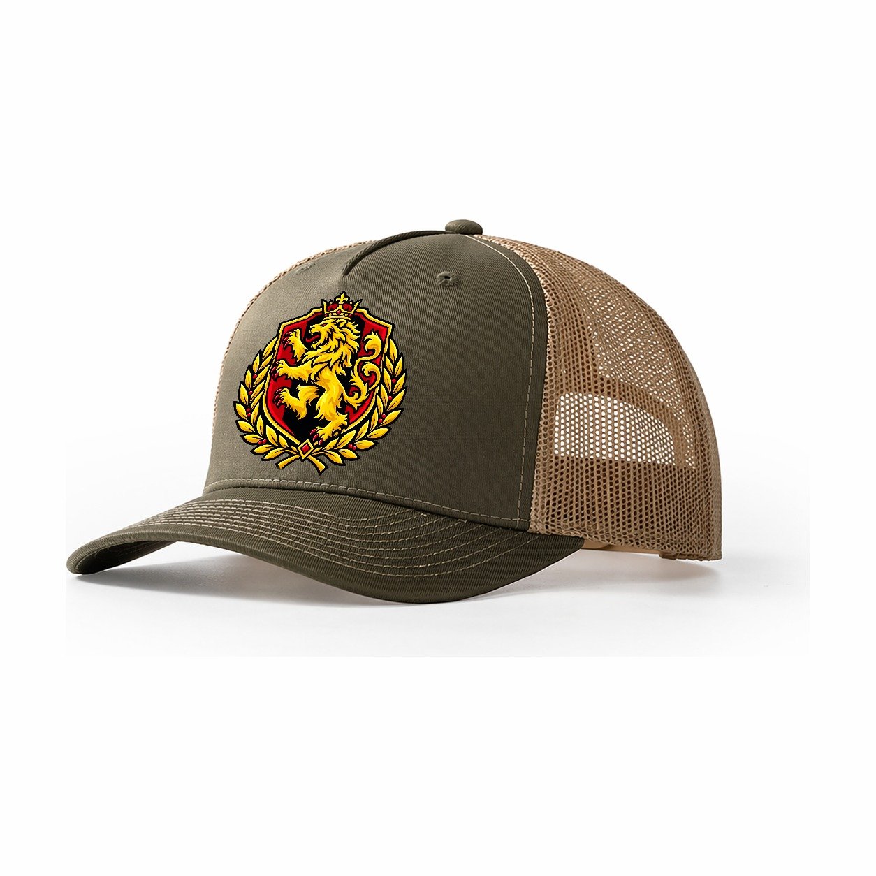 Belgium Minimal Emblem Country Logos Trucker Hat – Olive Khaki