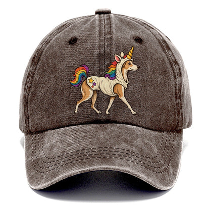 One Whippet In Halloween Costume Unicorn Costume With A Soft Horn And Rainbow Mane Halloween Dog Parade Classic Cap – Brown