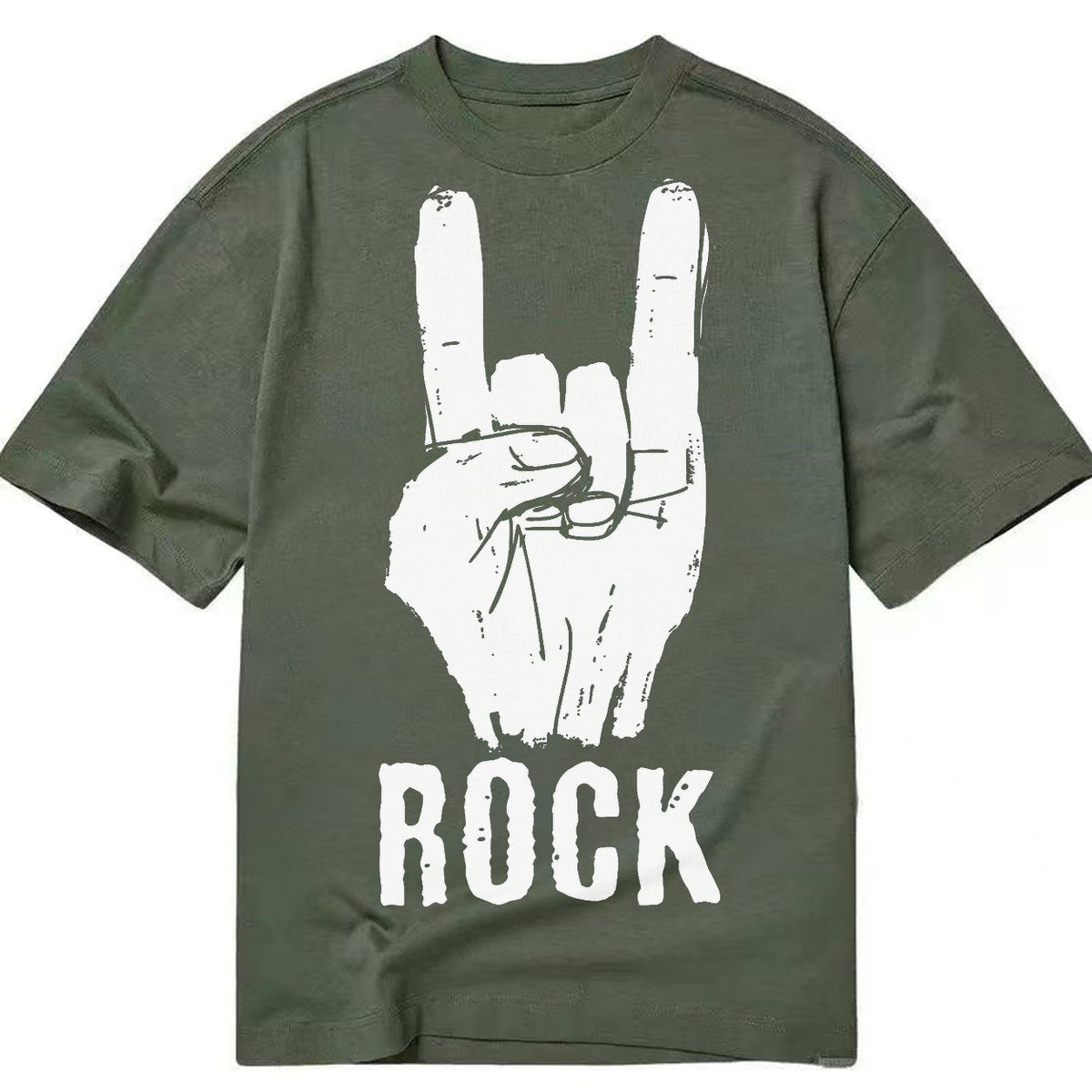 Hand Horn Rock N Roll Classic T-shirt – Army Green